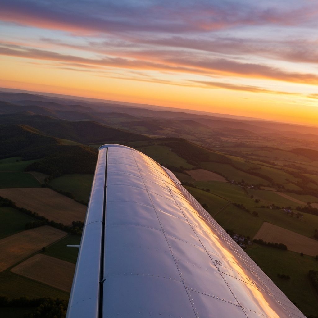 Golden hour flight over beautiful landscape