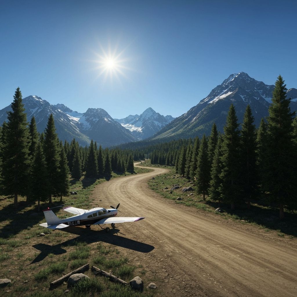 Johnson Creek backcountry airstrip in Idaho mountains